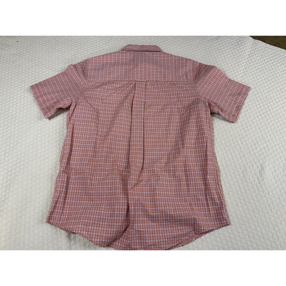 Chaps Easy‎ Care Shirt Short Sleeve Button Down Orange Plaid Mens Medium - Picture 7 of 10
